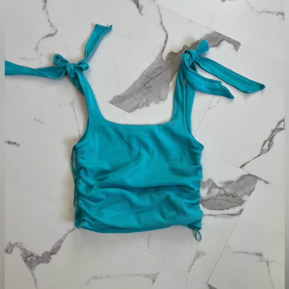 Free people scrunch tie strap crop top